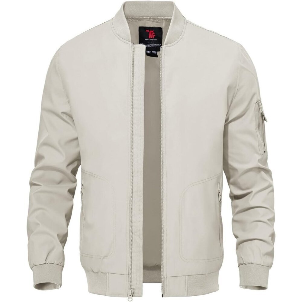 Men's Stylish Casual Lightweight A1-Silver Golf Varsity Bomber Jackets Zip Up